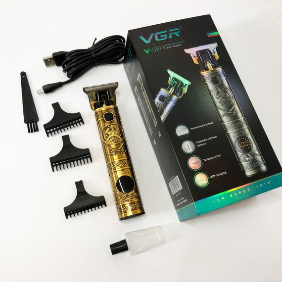 Машинка для стрижки волосся і бороди VGR V-097, Машинка для підстригання Окантувальна машинка. Колір: золотий | Зображення 1