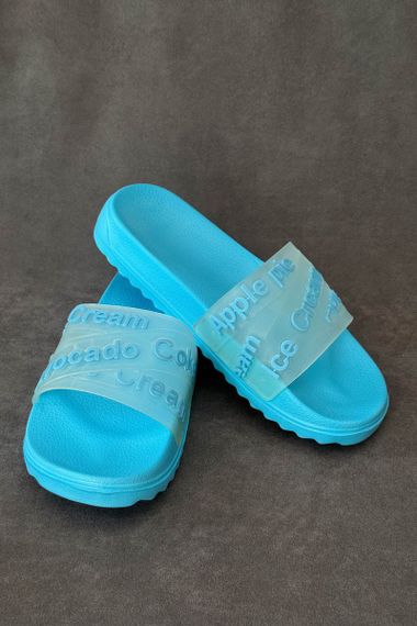 Шльопанці жіночі з аплікацією, колір блакитний, 243R5030-213A | Зображення 2