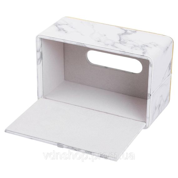 Серветниця з еко шкіри 21.5х13х9 см для кафе і ресторанів Білий мармур HP-3-202 | Зображення 4