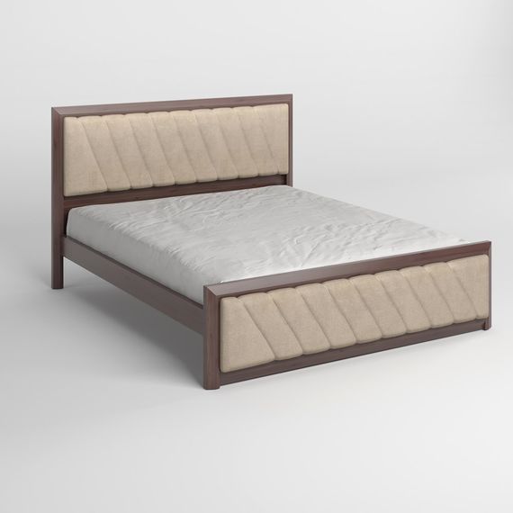 Двоспальне дерев'яне ліжко Mebigrand Барселона Б6 Горіх темний/Аляска 23 (Бежевий) 180х200 см (MBG-13307) | Зображення 1