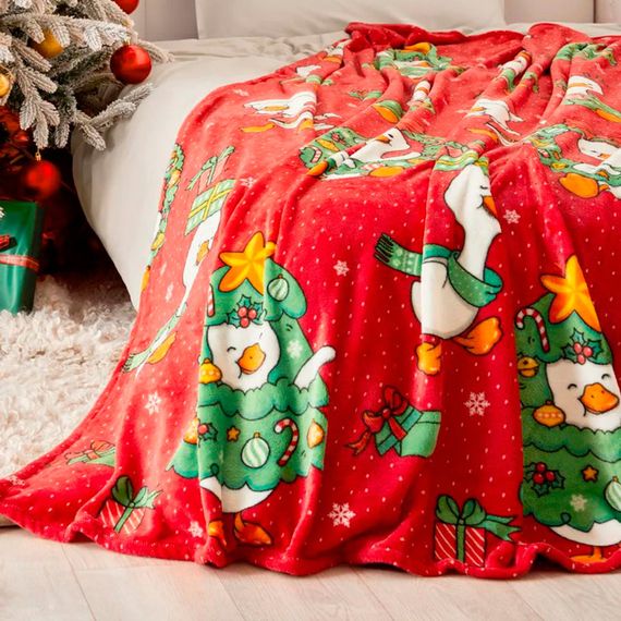 Плед фліс Новорічні гусенята 150x200 см Love You | Зображення 3