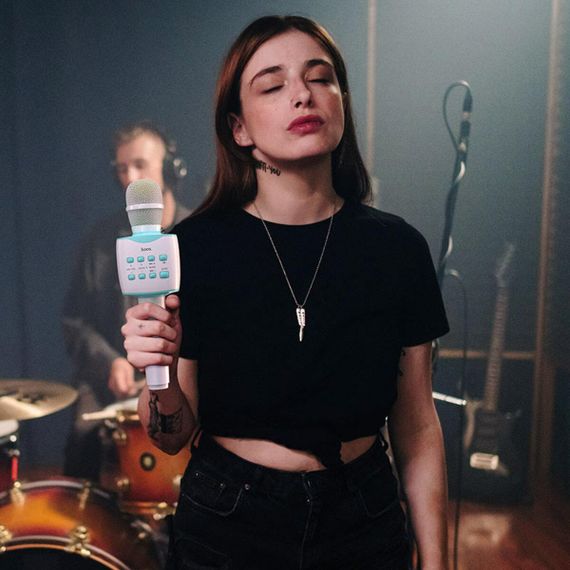 Портативная колонка HOCO BK5 Cantando karaoke microphone Blue | Зображення 6