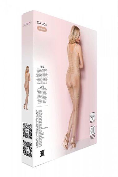 Сітчастий тілесний бодістокінг-боді з симетричним малюнком Casmir CA005, One size | Зображення 7