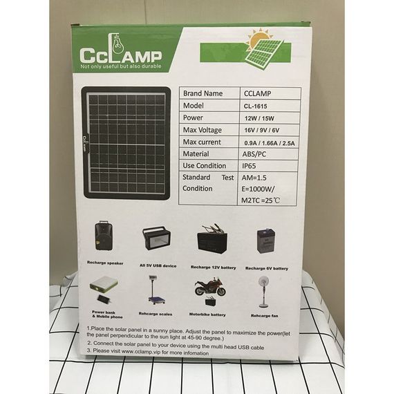 Сонячна панель CCLamp CL-1615 Solar 15Вт 15Вт зарядка від сонця 36*25*3см | Зображення 5