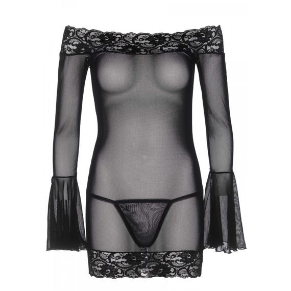 Плаття чорне Leg Avenue Lace Trimmed Off The Shoulder Dress O/S | Зображення 2