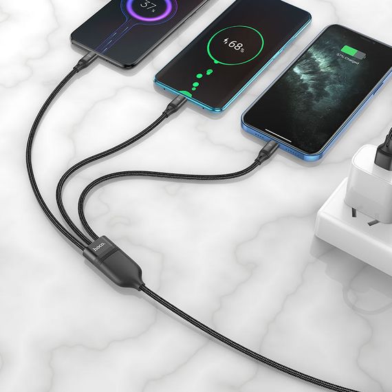 Дата кабель Hoco U104 Ultra 6A 3in1 Lightning -MicroUSB-Type-C (1.2m) | Зображення 4