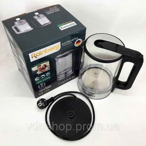 Электрический чайник с индикатором включения Rainberg RB-709, Надежный электрочайник IG-42 | Зображення 2
