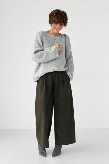 В'язаний мохеровий джемпер із широкими рукавами - сірий цвет, ONE SIZE (є розміри) | Зображення 2