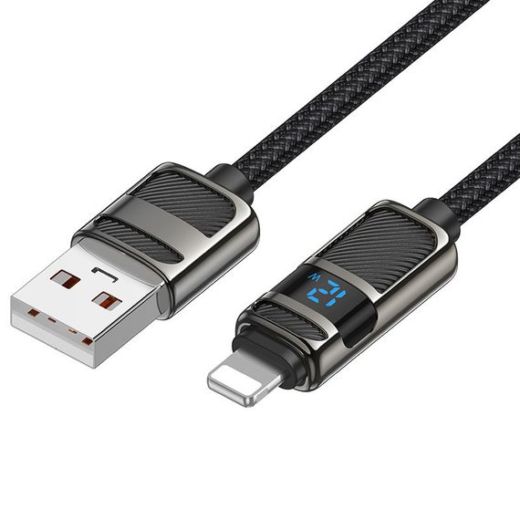 Дата кабель Hoco U137 Line with display USB to Lightning 2.4A/12W (1.2m) | Зображення 1