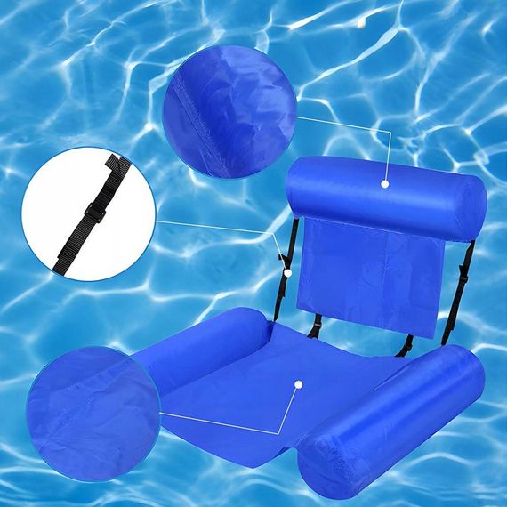 Надувной матрас-кресло для плавания (100×120см), Синий / Пляжное кресло для купания / Складной матрас для | Зображення 3