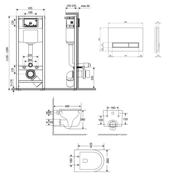 Набір Qtap Nest 4 в 1 підвісний унітаз Taurus Ultra Quiet 490x360x380 + комплект інсталяції QT2433084EUQW46147 | Зображення 1