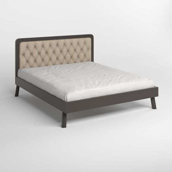 Односпальне дерев&#039;яне ліжко Mebigrand Токіо Графітовий (RAL9011)/Аляска 23 (Бежевий) 90х200 см (MBG-11208) | Зображення 1