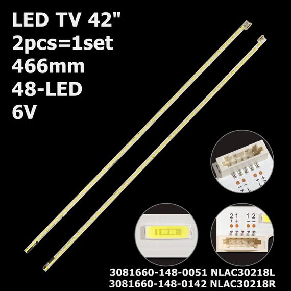 LED підсвітка TV 42" 3081660-148-0051 3081660-148-0142 NLAC30218L NLAC30218R 6922L-0064A 2шт.