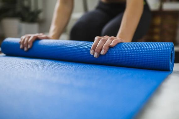 Килимок для йоги та фітнесу Power System PS-4014 PVC Fitness-Yoga Mat Blue (173x61x0.6) (PS-4014_Blue) | Зображення 2