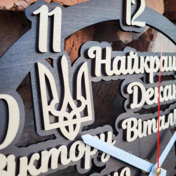 Іменний дерев'яний годинник вчителю на подарунок, настінний годинник для школи та класу, безшумний, 35 см | Зображення 2
