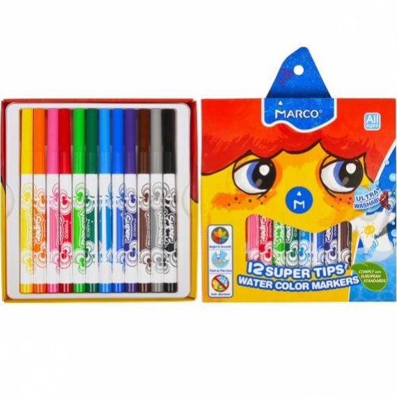 Набір фломастерів Marco Super Washable 1630-12CB 12 кольорів