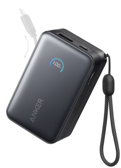 Портативний зарядний пристрій Anker Nano - 10000 mAh 45W Built-In USB-C Cable Black
