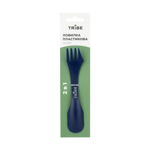Ловилка Tribe Spork пластикова синя, туристична ложка-виделка трайб легка для походу та риболовлі | Зображення 3