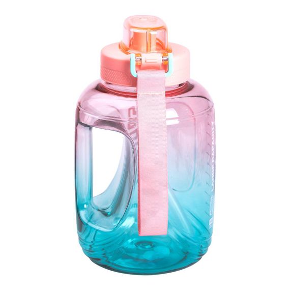 Пляшка для води спортивна 1.6 л пластикова з трубочкою з ремінцем 22 см Рожева HP-14-35P | Зображення 3