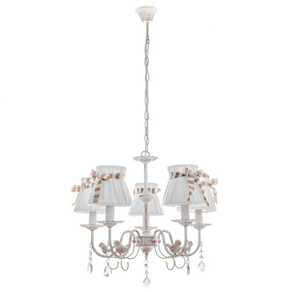 Люстра подвесная с абажуром классическая E14 40W WH (BKL-660S/5)