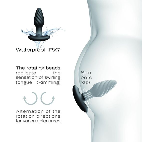 Анальна пробка з вібрацією та перлинним масажем Dorcel Spin Plug, макс. діам. 3,8 см, пульт ДК Sex Aura | Зображення 2