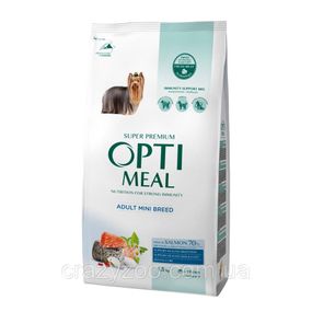 Сухой корм для собак малых пород OptiMeal Adult с высоким содержанием лосося 1.5 кг B1723101