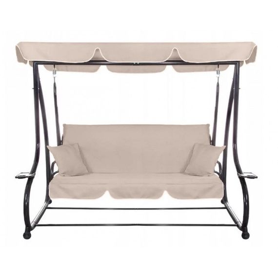 Качеля садовая Bonro Garden BW-002 бежевая 3-х местная раскладная 42400949 | Зображення 1