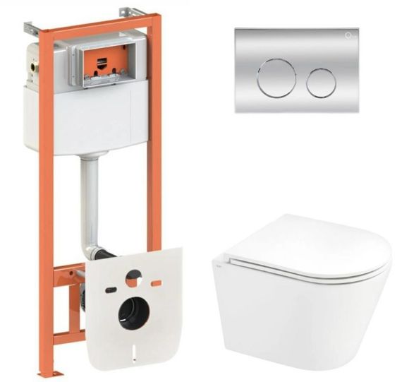 Набір Qtap Nest 4 в 1 підвісний унітаз Scorpio Ultra Quiet 520x365x365 + комплект інсталяції QT1433053EUQW45165