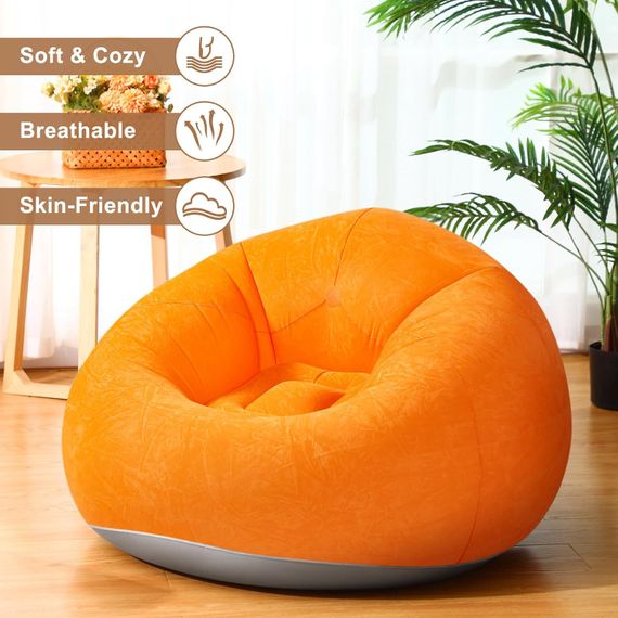 Надувное кресло-пуф Inflatable Sofa / Надувное кресло-мешок 110×110×85 см Оранжевый | Зображення 3