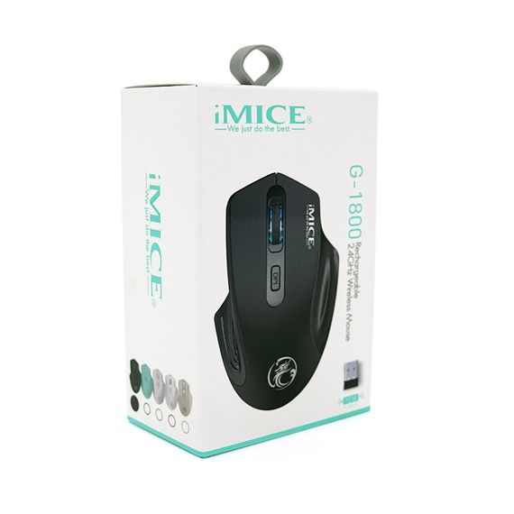 Миша бездротова iMICE G-1800.4 кнопки, 800/1200/1600 DPI, 2.4Ghz 10м, White | Зображення 1