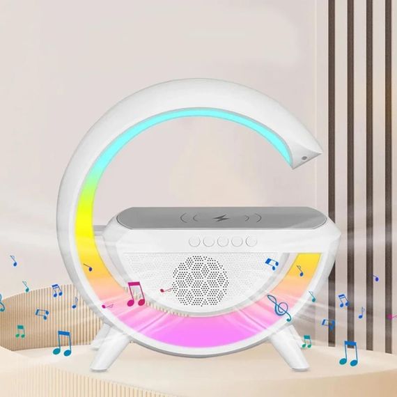 Настільна лампа-нічник RGB з бездротовою зарядкою та вбудованою Bluetooth колонкою / Бездротова зарядна станція для телефону / | Зображення 8