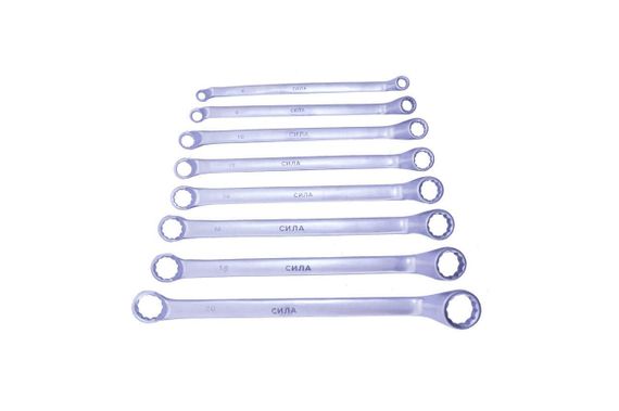 Набор ключей накидных двусторонних CrV 6x7, 8x9, 10x11, 12x13, 14x15, 16x17, 18х19, 20х22мм (8шт) СИЛА
