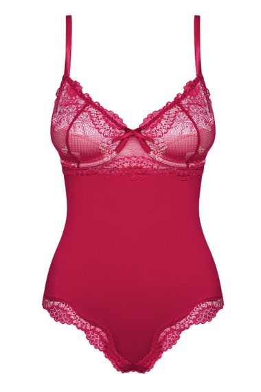 Сексуальне боді з мереживними вставками Obsessive Rosalyne червоне, L/XL Sex Aura | Зображення 2