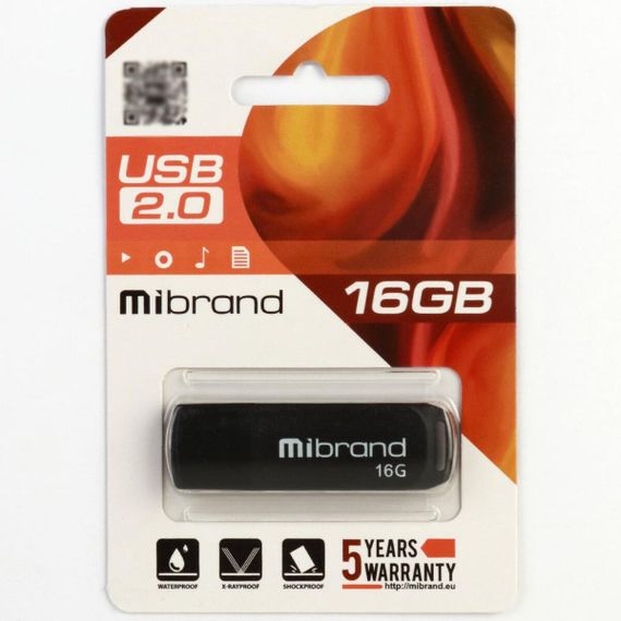 Flash Mibrand USB 2.0 Mink 16Gb Black | Зображення 1