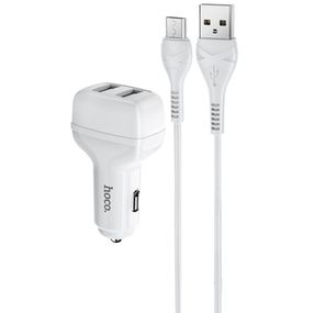 АЗП Hoco Z36 Leader 2.4A (2USB-A) + кабель USB to MicroUSB Білий