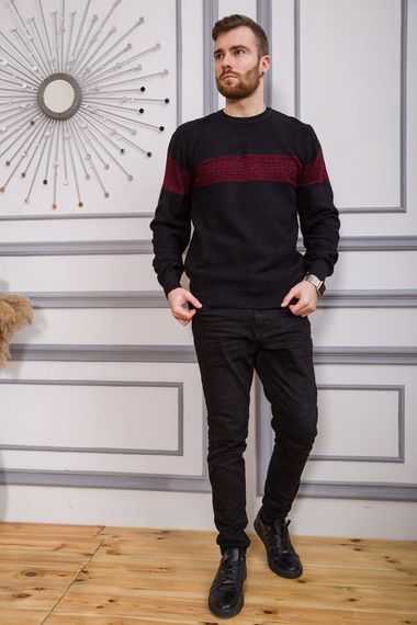 Светр чоловічий, колір чорно-бордовий, 161R730 | Зображення 1