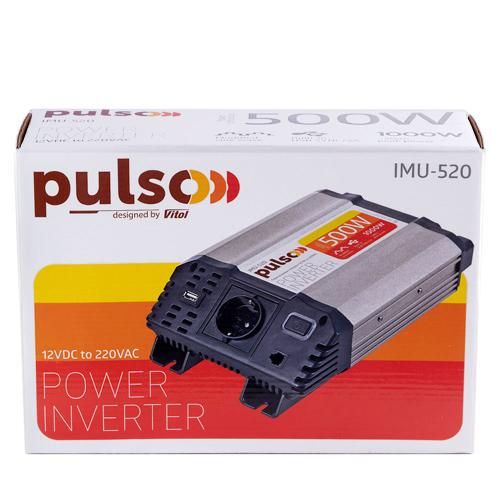 Перетворювач напруги PULSO/IMU-520/12V-220V/500W/USB-5VDC2.0A/мод.хвиля/клеми | Зображення 1