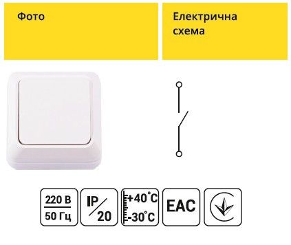 Вимикач накладний 1 клавіша (білий) IP20 Leon Ny95000058 | Зображення 1
