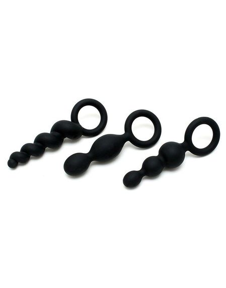 Набор анальных игрушек Satisfyer Plugs black (set of 3) - Booty Call, макс. диаметр 3 см sexstyle | Зображення 1