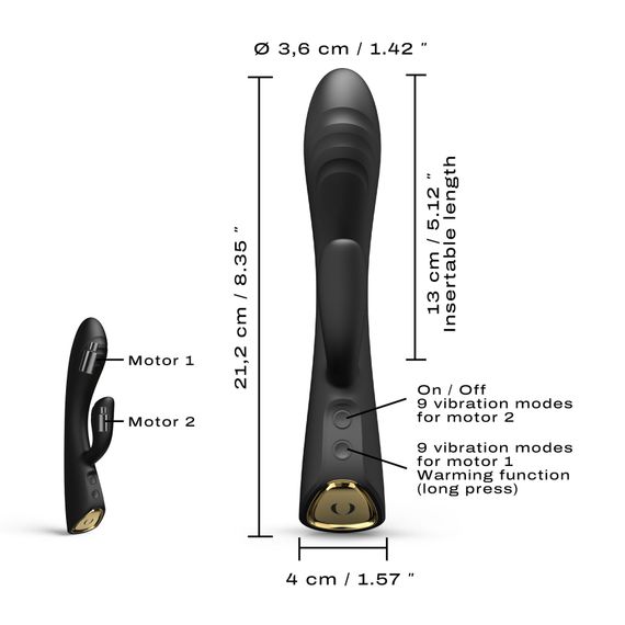 Вібратор-кролик з підігрівом Dorcel FLEXI RABBIT BLACK, гнучкий стовбур | Зображення 4