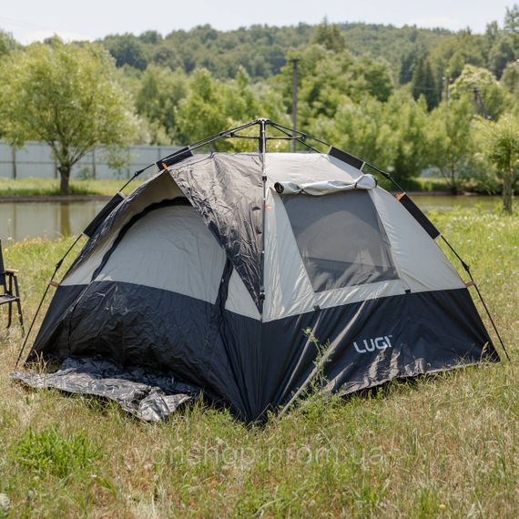 Палатка автоматическая трехместная 2 на 2 (м) кемпинговая туристическая LU-016B Черный | Зображення 4