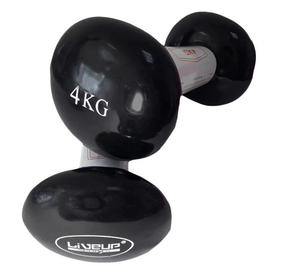 Гантелі вінілові пари LiveUP Vinyl Dumbbell Egg Head чорний Уні 2х4кг LS2001-4