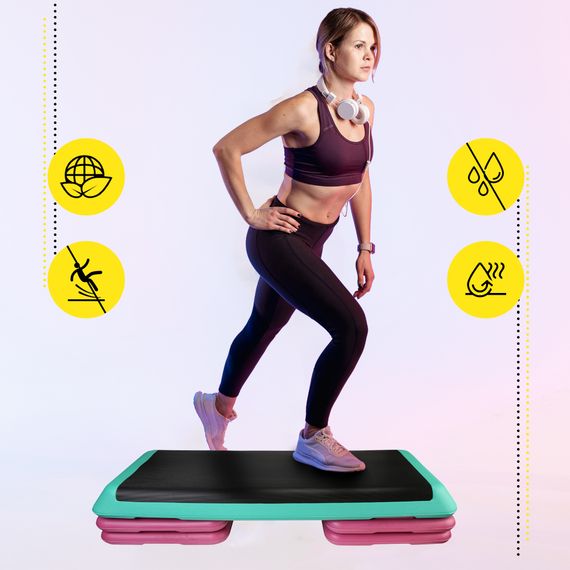 Степ-платформа 3-ступінчаста Cornix Pro 109 х 41 х 10-20 см XR-0402 Violet/Turquoise/Black | Зображення 5