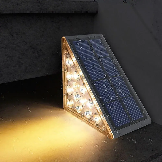 Уличный светильник для лестницы на солнечной батарее 13 LED / Угловой светильник на лестницу теплый белый / Солнечные декоративные светильники комплект из 6 штук | Зображення 3