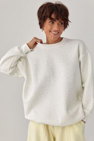 Теплий світшот із термостразами - молочний цвет, M (є розміри)