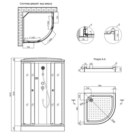 Душовий бокс Kroner KRP Enzo - WD.C.F.F. (CV031573) | Зображення 1