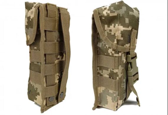 Підсумок під два магазини АК одинарний закритий Піксель ЗСУ MM-14 (MOLLE, підсумок на розгрузку, жилет, РПС) | Зображення 1