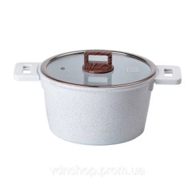 Алюминиевая кастрюля с керамическим антипригарным покрытием Ø 24 см Белая MGC HP-4-441