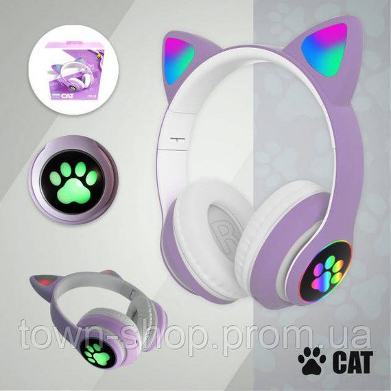 Беспроводные LED наушники с кошачьими ушками CAT STN-28. Цвет: фиолетовый | Зображення 3
