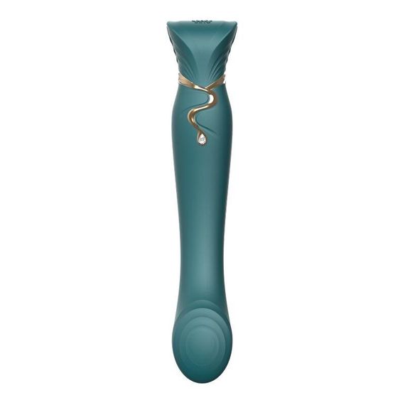 Смартвибратор 3в1 Zalo — Queen Jewel Green, пульсирующая жемчужина и вакуум, кристалл Swarovski Sex Aura | Зображення 2